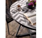 Mesa redonda Tella cerámico blanco y negro patas acero acabado negro Ø 90 cm