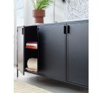 Aparador Shantay 3 puertas de acero con acabado pintado negro 160 x 72 cm