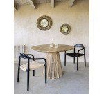 Miroir rond Akila fibres naturelles vert et corde coton noir  Ø 40 cm