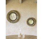 Miroir rond Akila fibres naturelles vert et corde coton noir  Ø 40 cm