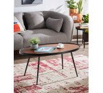 Table basse Kinsley en contreplaqué de noyer et structure en acier noir 102 x 56 cm