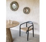 Akila ronde spiegel natuurvezels beige en zwart katoenen touw Ø 60 cm