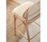 Doriane 65 cm height solid oak stool with natural finish and upholstered seat