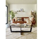 Mesa de centro Plam cristal negro y estructura de acero acabado negro 120 x 70 cm