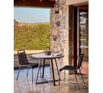 Mesa redonda Tella cerámico blanco y negro patas acero acabado negro Ø 90 cm