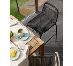 Tabouret Lambton corde et acier H.62 cm