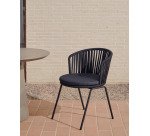 Chaise d'extérieur Saconca en corde et acier finition peinture noire