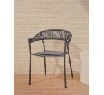 Chaise de jardin Futadera en corde synthétique grise et acier peint gris