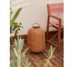 Lampe de table baladeuse Saranella en rotin synthétique