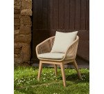 Portalo stoel met beige touw en massieve acaciahouten poten