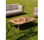 Table basse 100 % d'extérieur Sacova en bois d'eucalyptus massif 140 x 89 cm