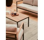 Ensemble d'extérieur Aiguafreda canapé 2 places, 2 fauteuils, table basse aluminium gris bois acacia