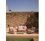 Ensemble d'extérieur Frares de canapé 2 places, 2 fauteuils et table basse en bois d'acacia massif