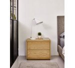 Table de chevet Abilen en placage de chêne 53 x 44 cm