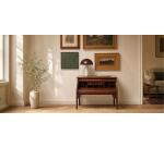 Zorione table lamp in white marble and metal, with a painted brown finish