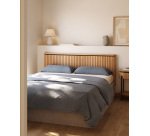 Cabecero Licia de madera maciza de mango y metal acabado pintado negro para cama de 180 cm