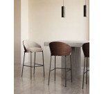 Tabouret Eamy marron clair placage de frêne finition wengué et métal noir hauteur 77 cm