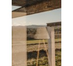 Lampadaire Benicarlo en bois d'hévéa massif finition naturelle et beige