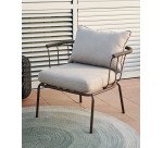 Sillón Salguer de cuerda verde y acero con acabado pintado marrón