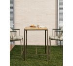 Table haute d'extérieur Salguer - bois acacia massif  pied acier marron L 70 x P 70 cm