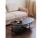 Table basse Fideia verre trempé et métal finition peinture noir mat Ø 110 x 65 cm