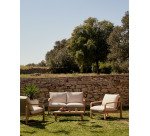 Canapé Sacaleta 2 places en bois d'eucalyptus massif 142 cm