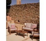 Ensemble d'extérieur Frares de canapé 2 places, 2 fauteuils et table basse en bois d'acacia massif