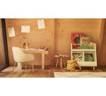 Bibliothèque Serwa en MDF blanc avec pieds et barre en bois de pin
