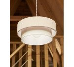 Plafonnier Bianella en coton et velours côtelé beige Ø 40 cm