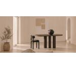 Nebai chair in black fleece and solid oak wood structure with black finish