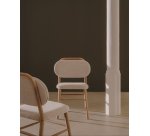 Chaise Helda en chenille beige et bois de chêne