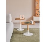 Ensemble de 2 tables d'appoint Watse placage chêne et métal peint blanc mat