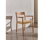 Chaise Yalia en bois de chêne avec finition naturelle et siège en corde