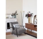 Butaca Meghan de chenilla con patas madera con acabado wengué