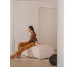 Repose-pied Martina en bouclette écru 123 x 85 cm