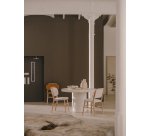 Chaise Helda en chenille moutarde et bois de chêne