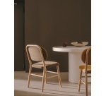 Chaise Helda en chenille verte et bois de chêne