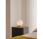 Lámpara de mesa Malachi de cristal glaseado y piedra de travertino