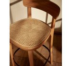Tabouret Romane bois massif de hêtre naturel avec placage de frêne et rotin H.75 cm