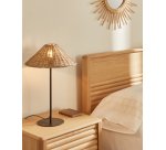Lampe de table Urania en rotin et métal avec finition peinture noire