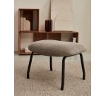 Repose-pied Belina en chenille marron clair et acier avec finition noire