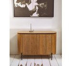 Buffet Licia 2 portes en bois massif de manguier et métal peint en noir 120 x 80 cm