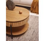 Table basse Licia 1 tiroir en bois massif de manguier et métal peint en noir 130 x 65 cm