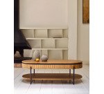 Table basse Licia 1 tiroir en bois massif de manguier et métal peint en noir 130 x 65 cm