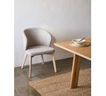 Chaise Darice en tissu chenille marron et bois de hêtre, finition noyer FSC 100 %