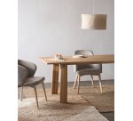 Chaise Darice en tissu chenille marron et bois de hêtre, finition noyer FSC 100 %