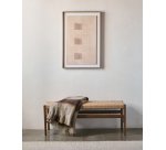 Banc Zaide en bois de chêne finition noyer et assise en corde 120 cm