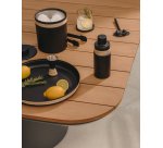 Plateau Shai en acier inoxydable et rotin