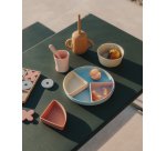 Ensemble enfant Sotil avec 2 bancs et table en acier galvanisé, finition verte 95 x 62 cm