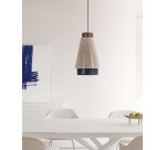 Lámpara de techo Yuvia de algodón con acabado beige, azul y terracota